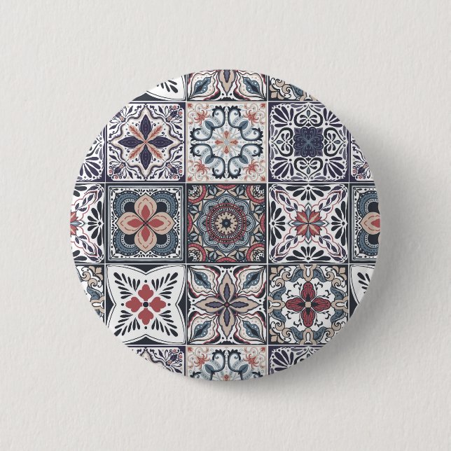 Badge Rond 5 Cm Fond d'écran Backsplashes / Talavera inspiré tuile (Devant)