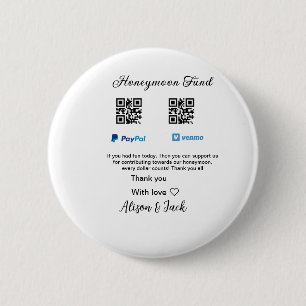Badge Rond 5 Cm Fonds de lune de miel venomo paypal don Q R couple