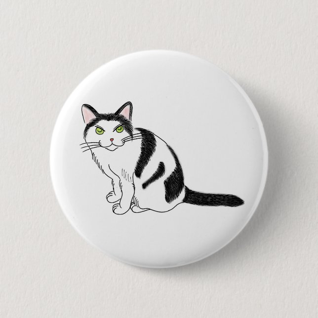 Badge Rond 5 Cm FooFooCat : Kitty pelucheux vif impertinent (Devant)