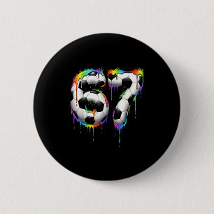 Badge Rond 5 Cm Football 67 Six Seven Drôle Gen Alpha Mème Arc-en-