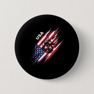 Badge Rond 5 Cm Football américain drapeau américain Usa Soccer