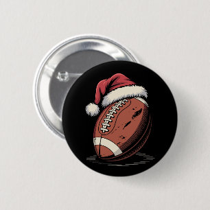 Badge Rond 5 Cm Football américain Santa Hat Sports Noël