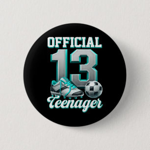 Badge Rond 5 Cm Football Anniversaire Garçon 13 Ans Treize Officie