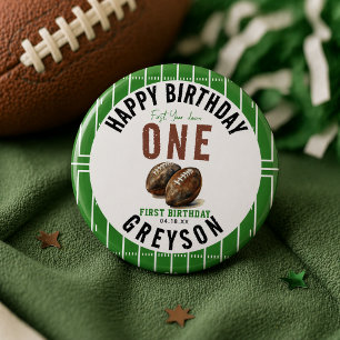 Badge Rond 5 Cm Football Aquarelle Première Année 1er Anniversai