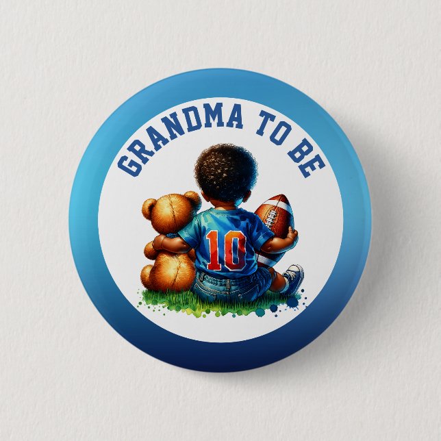 Badge Rond 5 Cm Football Baby Boy et Teddy Baby Grand-mère pour êt (Devant)