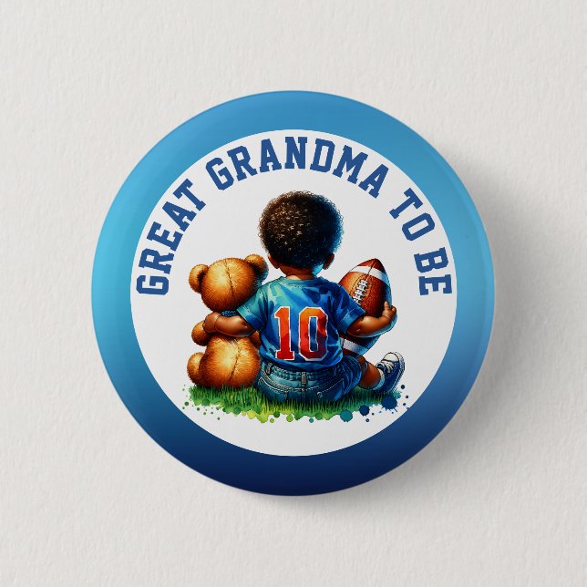 Badge Rond 5 Cm Football Baby Boy et Teddy Bear Grand-mère à être (Devant)