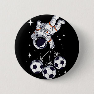 Badge Rond 5 Cm Football Byll Bylloon Astronaute Flottant Spaceman