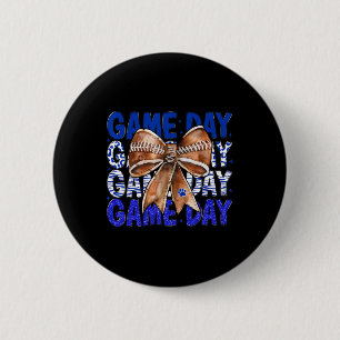 Badge Rond 5 Cm Football Coquette Bow Blue Buldogs Jour Femmes