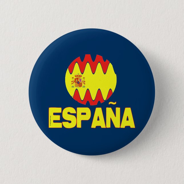 Badge Rond 5 Cm Football de Furia Roja de La d'Espana Espagne (Devant)