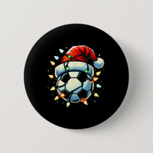 Badge Rond 5 Cm Football de Noël Xmas Santa Amoureux de Football H