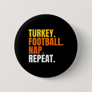 Badge Rond 5 Cm Football Dinde Sieste Répéter Citrouille Heureux A
