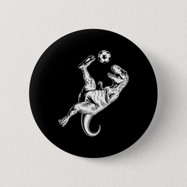 Badge Rond 5 Cm Football Dinosaur Enfants Garçons Hommes Football  (Devant)