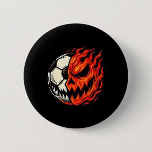 Badge Rond 5 Cm Football Halloween Ll Citrouille Flamme Visage Eff
