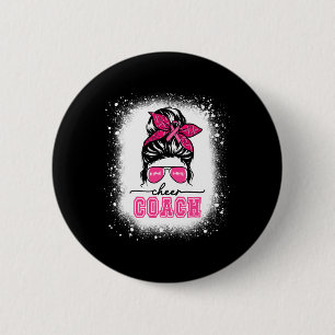 Badge Rond 5 Cm Football Messy Bun Maman Cheval Entraîneur Cancer 