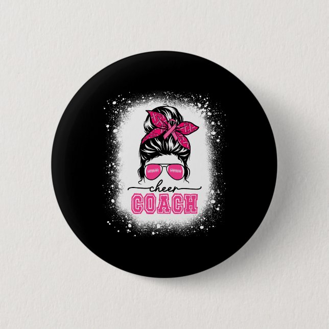 Badge Rond 5 Cm Football Messy Bun Maman Cheval Entraîneur Cancer  (Devant)