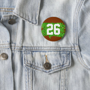 Badge Rond 5 Cm Football Pigskin Turf Player Number Sports Fan