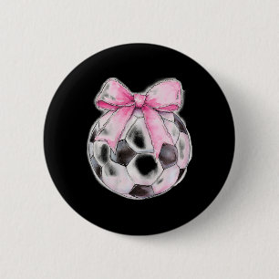 Badge Rond 5 Cm Football Ruban Rose Coquette Bow Dainty Filles