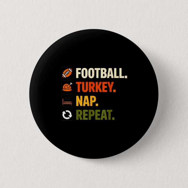 Badge Rond 5 Cm Football Turkey Thanksgiving For Kids Boys Men  (Devant)