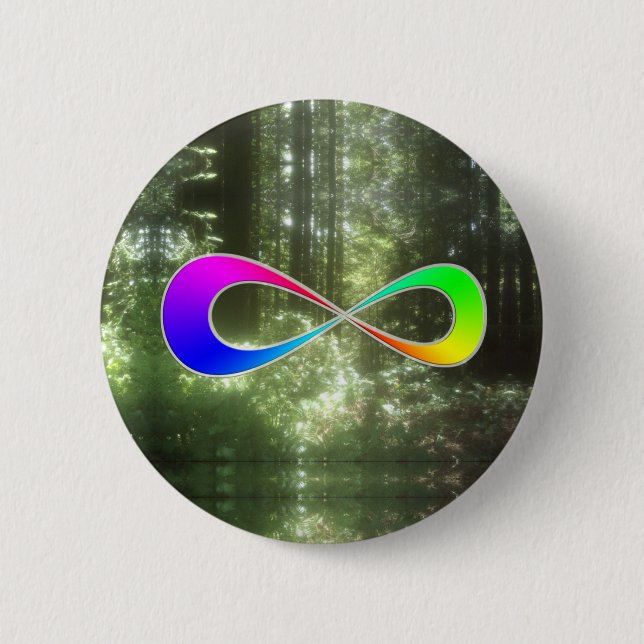 Badge Rond 5 Cm Forêt arc-en-ciel infinie (Devant)