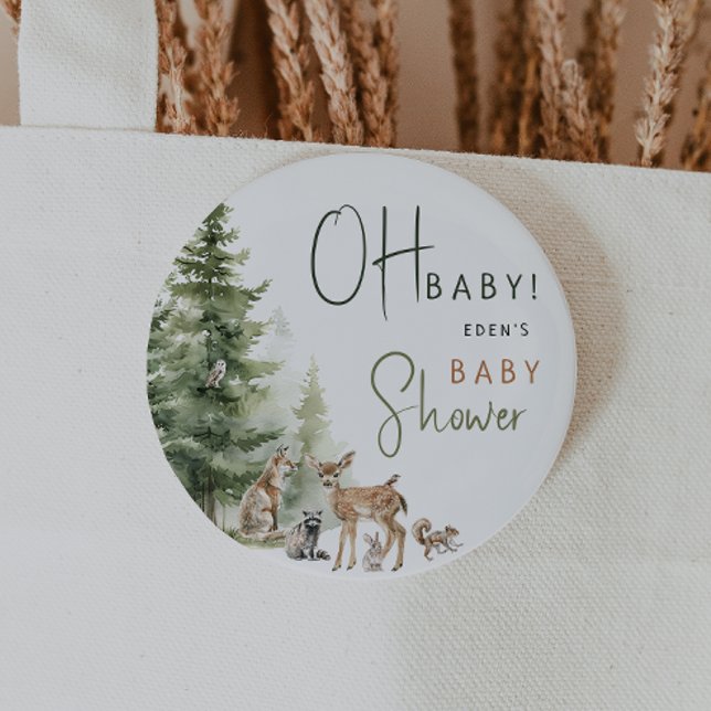 Badge Rond 5 Cm Forêt Bois Animaux Oh Bébé (Créateur téléchargé)