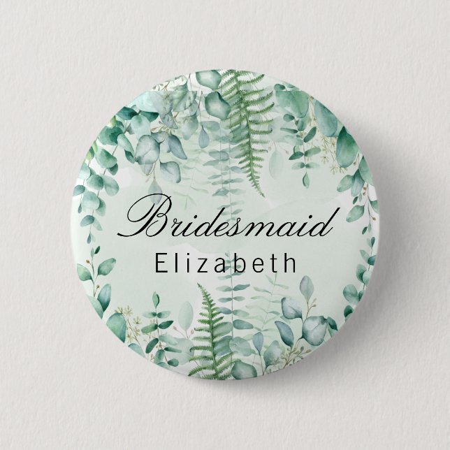 Badge Rond 5 Cm Forêt boisée d'eucalyptus de Bridesmaid (Devant)
