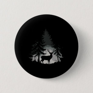 Badge Rond 5 Cm Forêt de cerfs sauvages faune nature plein air