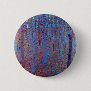 Badge Rond 5 Cm Forêt de hêtres par Gustav Klimt, Art Nouveau Vint