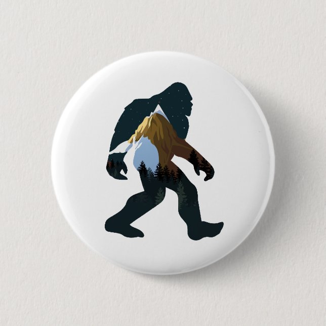 Badge Rond 5 Cm Forêt de nuit Bigfoot (Devant)