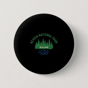 Badge Rond 5 Cm Forêt de pins acadia parc national maine vintage