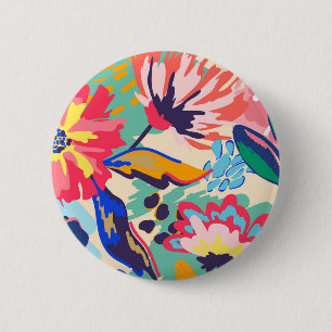 Badge Rond 5 Cm Forêt et rose