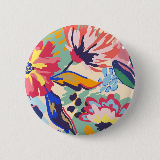 Badge Rond 5 Cm Forêt et roses (Devant)