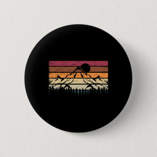 Badge Rond 5 Cm Forêt Montagne Extérieur Nature Faune Arbres Rétro