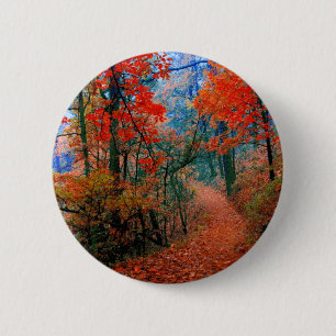 Badge Rond 5 Cm Forêt peinte Cadeaux aquarelle Flamme d'automne