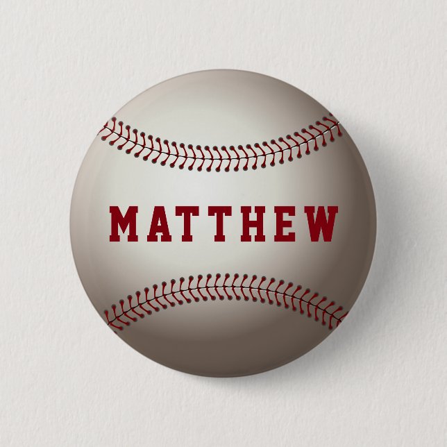 Badge Rond 5 Cm Forme de baseball nom personnalisé (Devant)