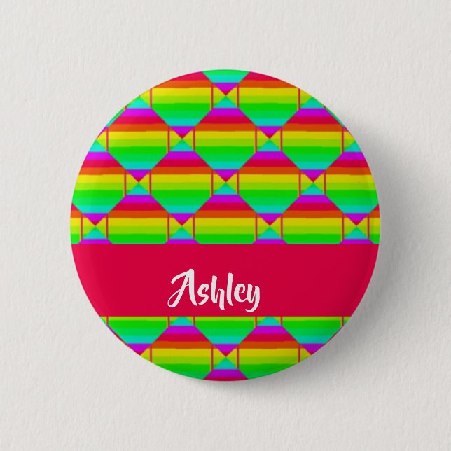Badge Rond 5 Cm Formes arc-en-ciel lumineuses bloquées (Devant)