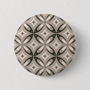Badge Rond 5 Cm Formes circulaires rétro beige et marron