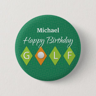 Badge Rond 5 Cm Formes de diamant vert pour anniversaire de golf