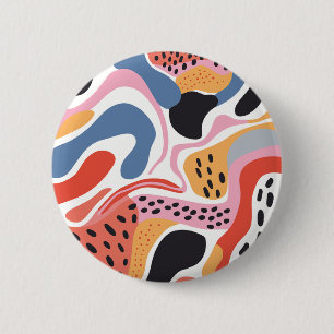Badge Rond 5 Cm Formes organiques abstraites colorées motif modern