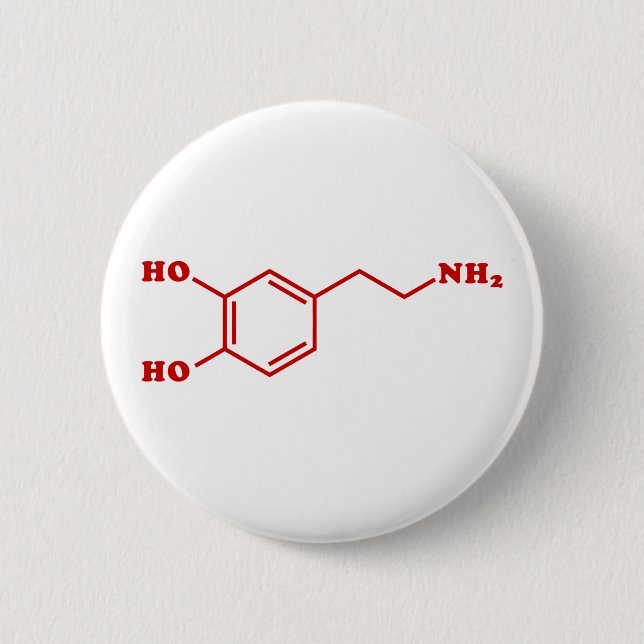 Badge Rond 5 Cm Formule chimique moléculaire de dopamine (Devant)