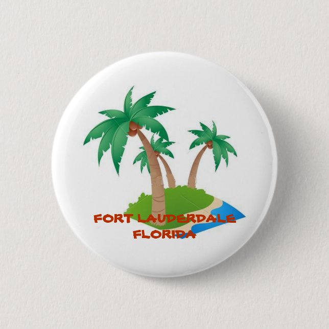 Badge Rond 5 Cm Fort Lauderdale Floride, Bouton de vacances tropic (Devant)