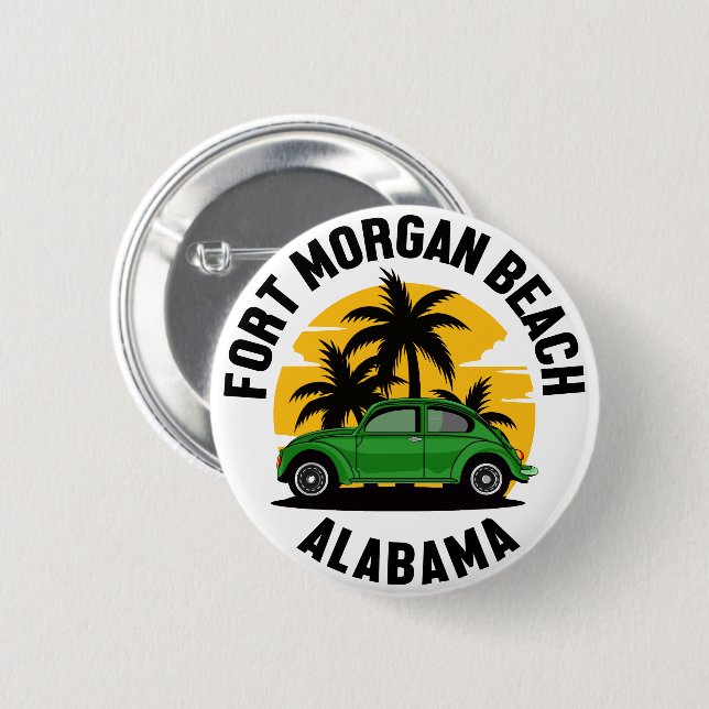 Badge Rond 5 Cm Fort Morgan Beach, Alabama (Devant & derrière)
