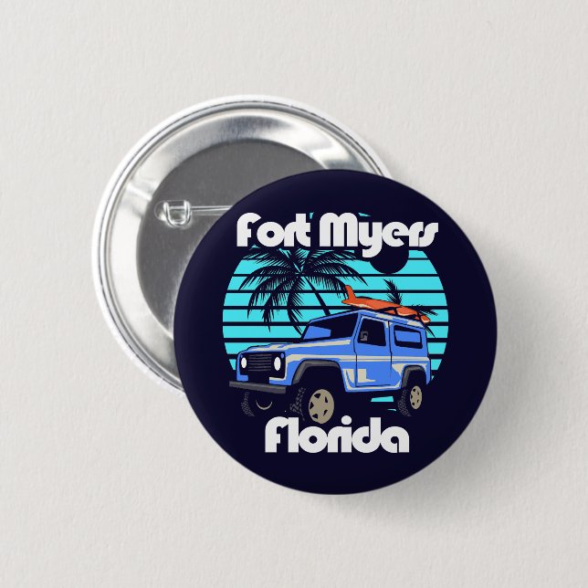 Badge Rond 5 Cm Fort Myers Floride (Devant & derrière)