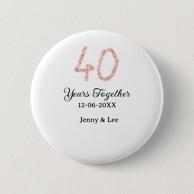 Badge Rond 5 Cm Forty years together black pink glitter bold lette (Devant)