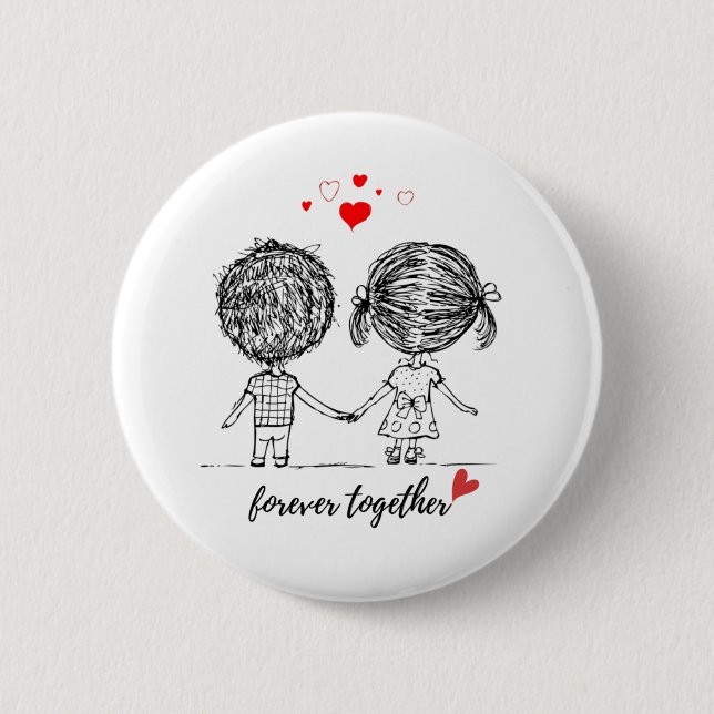Badge Rond 5 Cm Forver Together Design for Couples  (Devant)