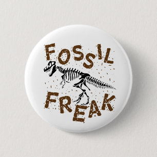 Badge Rond 5 Cm Fossile Freak Paléontologie Dinosaure Bones