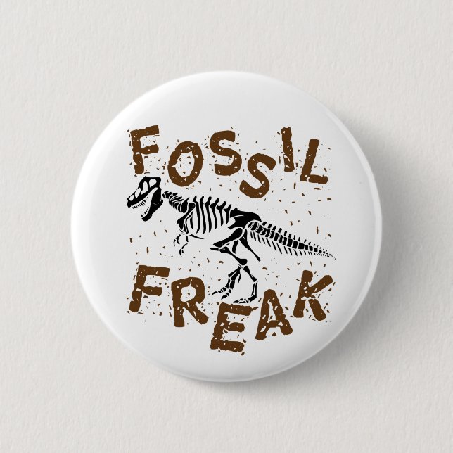 Badge Rond 5 Cm Fossile Freak Paléontologie Dinosaure Bones (Devant)