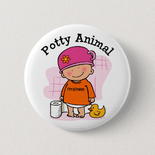 Badge Rond 5 Cm Fou bouton animal de fille