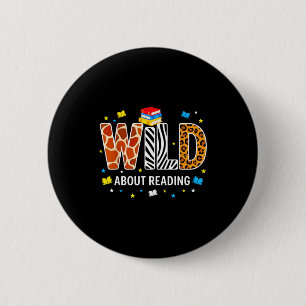Badge Rond 5 Cm Fou de lecture de lettres en impression d'animaux 