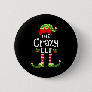 Badge Rond 5 Cm Fou d'Elf de Noël Pyjama assorti X-mas Party 