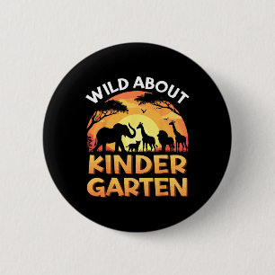 Badge Rond 5 Cm Fou des animaux de zoo de maternelle Retour à l'éc